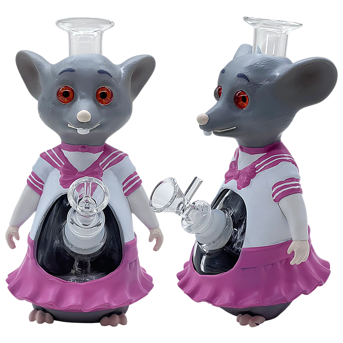 Pink Dress Female Mouse Silicone Waterpipe (H617) | 8.2 inches | Assorted Colors product image